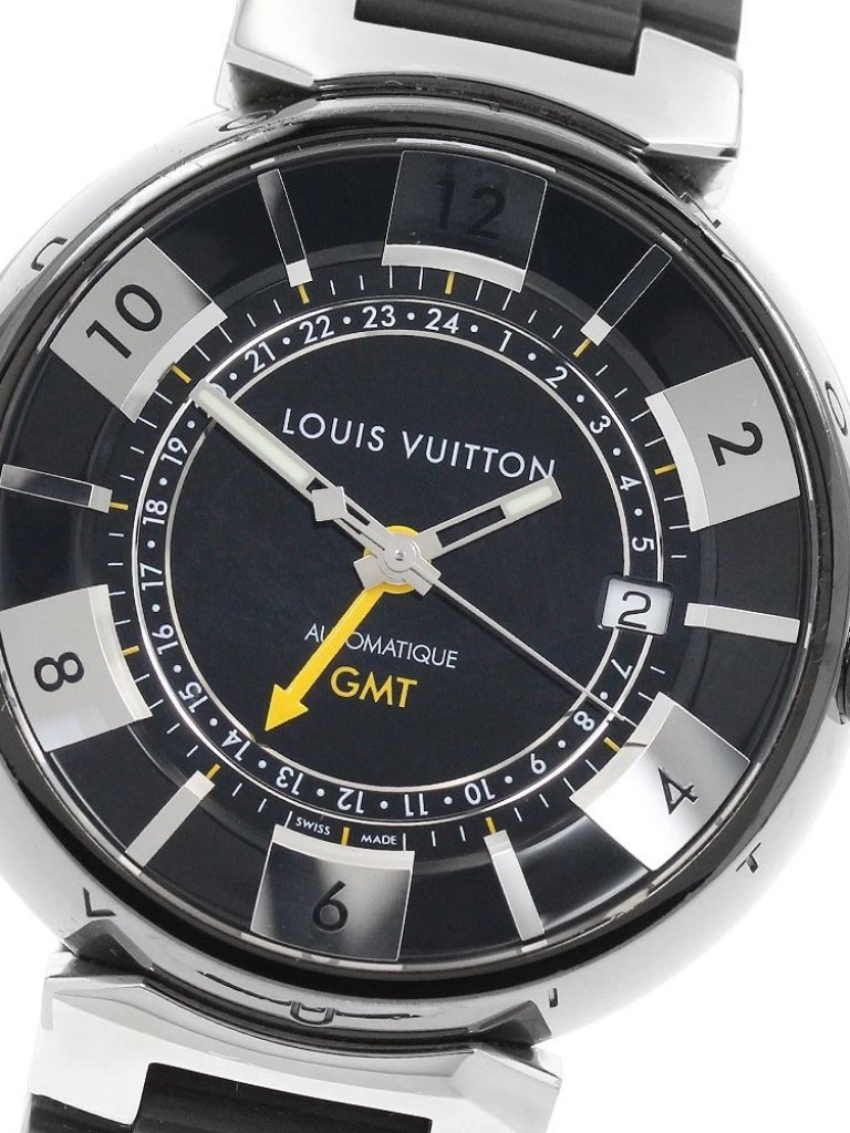 Louis Vuitton Tambour In Black Q113i Gmt Automatic Mens Watch944453